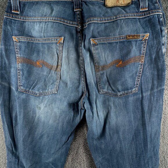 Nudie Jeans Co Mens Jeans Denim Pants Trouser Size 32x34 Grim Tim White Knee - Picture 15 of 16